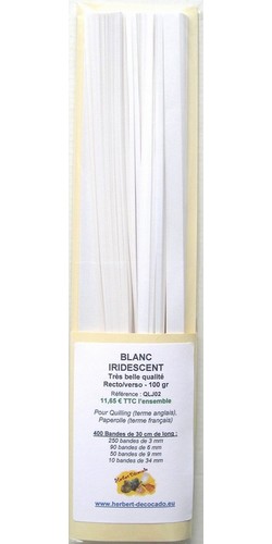 400 bandes BLANC - IRIDESCENT Recto/Verso - 100 gr 